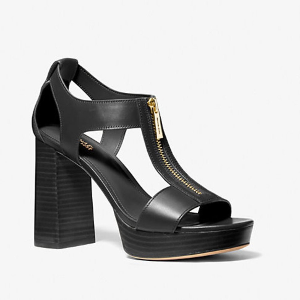 MICHAEL Michael Kors Berkley Leather Block-Heel Sandals, Size 10